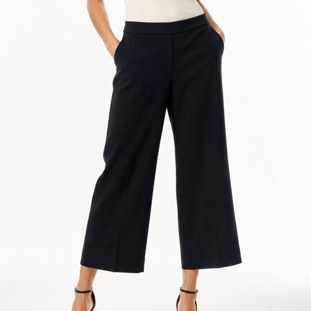 White House Black Market Black Cropped‎ Trousers Side Zip Dress Pants Size 6